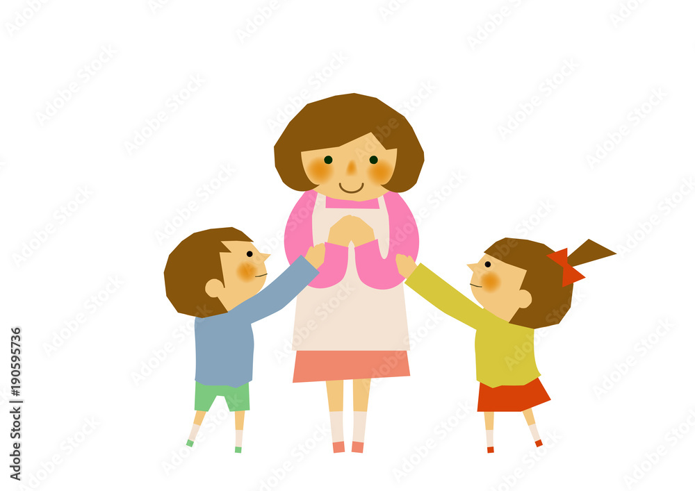 お母さんと子供のイメージ。保育士のイメージ。育児のイメージ。 お母さんと子供のイメージ。保育士のイメージ。育児のイメージ。