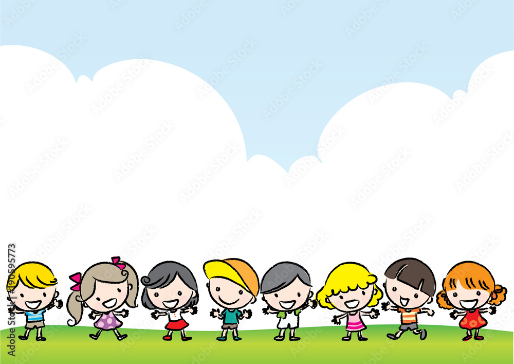 kids with rainbow background kids with rainbow background