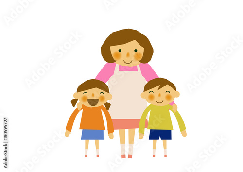 お母さんと子供のイメージ。保育士のイメージ。育児のイメージ。