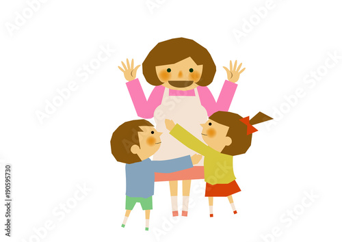 お母さんと子供のイメージ。保育士のイメージ。育児のイメージ。