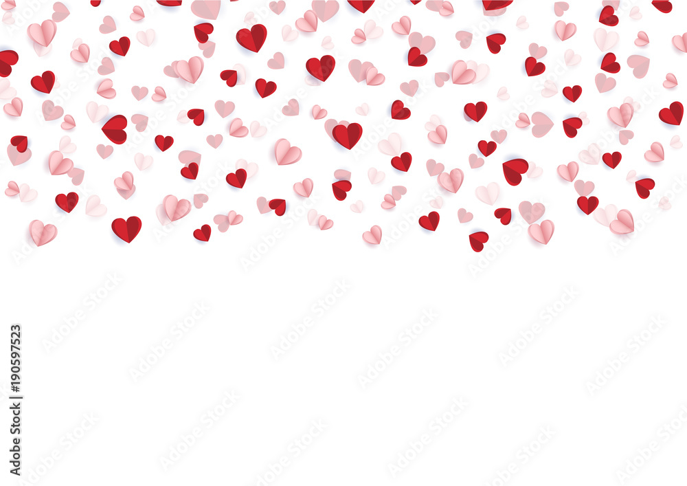 Happy valentine day with creative Heart confetti background. Vector illustration