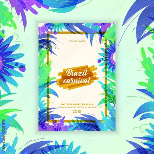 Brazil carnival celebration flyer with violet color