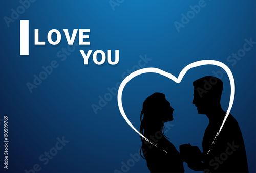 Wallpaper Mural I Love You Greeting Card With Couple Silhouettes Holding Hands In Heart Shape Vector Illustration Torontodigital.ca