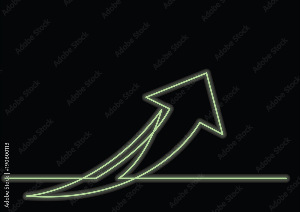 continuous line drawing of arrow with neon vector effect continuous line drawing of arrow with neon vector effect