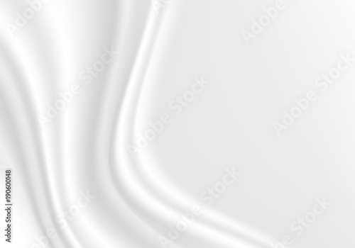 White fabric satin wave with blank space luxury background texture vector illustration.