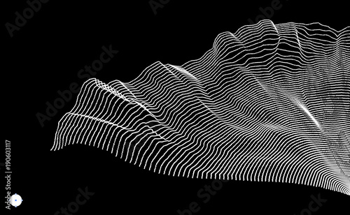 Fototapeta Naklejka Na Ścianę i Meble -  Array with Dynamic Particles. 3D Technology Style. Abstract Background. Vector Illustration.
