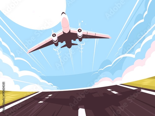 Passenger plane takes off from runway