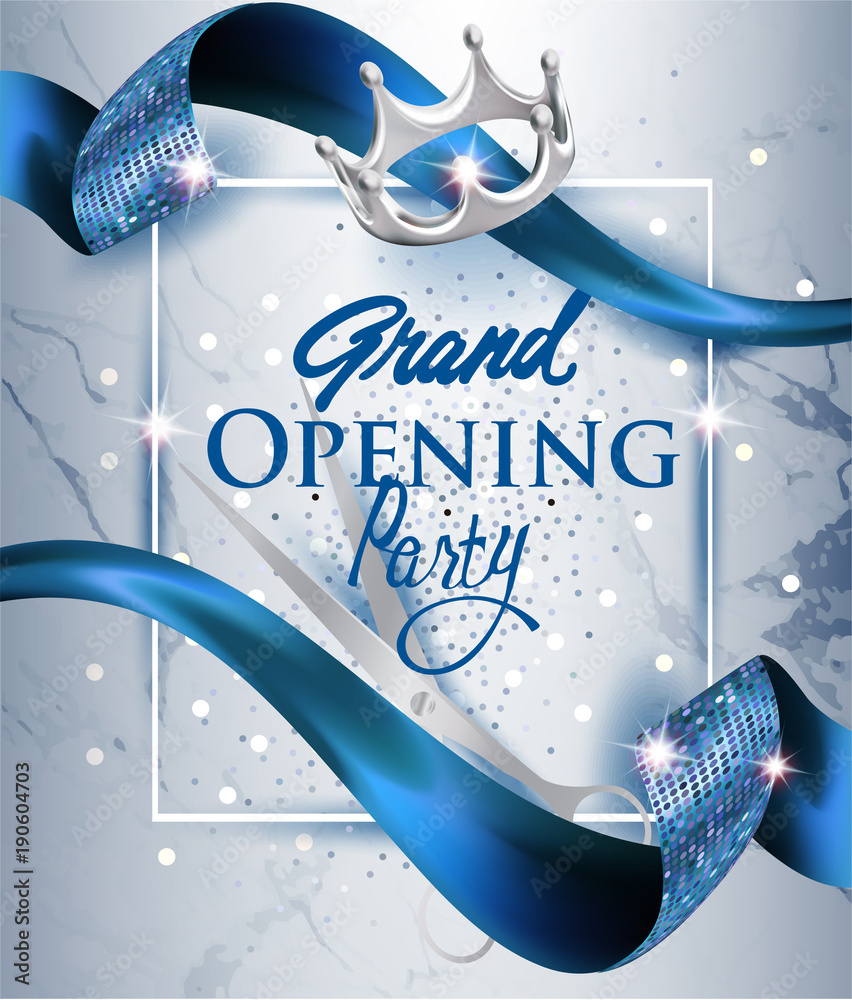 Stockvector Elegant grand opening invitation card with blue