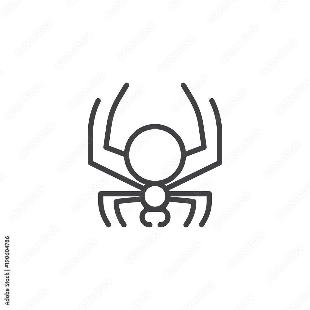 Spider line icon, outline vector sign, linear style pictogram isolated on white. Symbol, logo illustration. Editable stroke Spider line icon, outline vector sign, linear style pictogram isolated on white. Symbol, logo illustration. Editable stroke