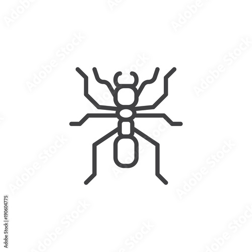 Ant worker line icon, outline vector sign, linear style pictogram isolated on white. Pismire symbol, logo illustration. Editable stroke
