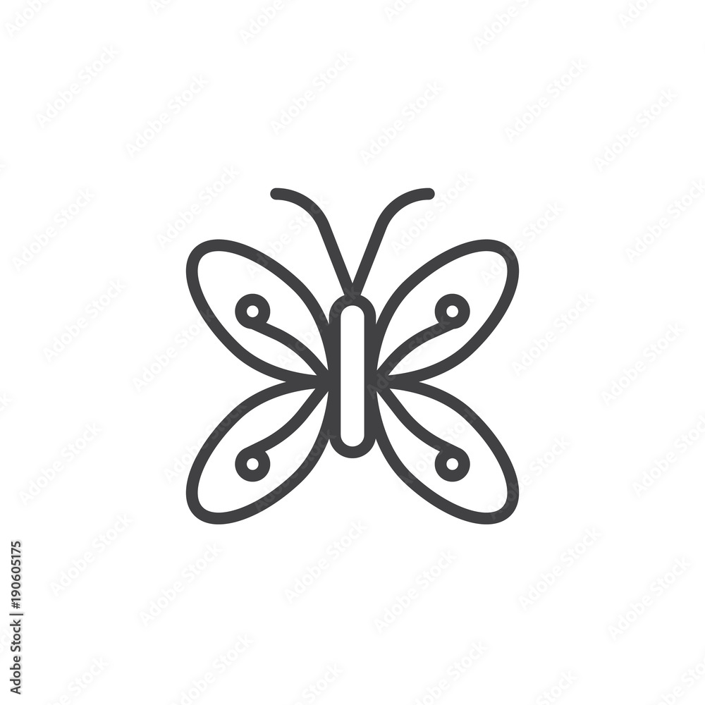 Butterfly line icon, outline vector sign, linear style pictogram isolated on white. Symbol, logo illustration. Editable stroke Butterfly line icon, outline vector sign, linear style pictogram isolated on white. Symbol, logo illustration. Editable stroke