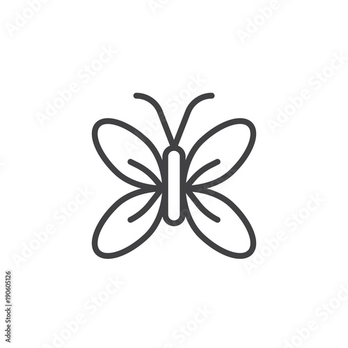 Butterfly line icon, outline vector sign, linear style pictogram isolated on white. Symbol, logo illustration. Editable stroke