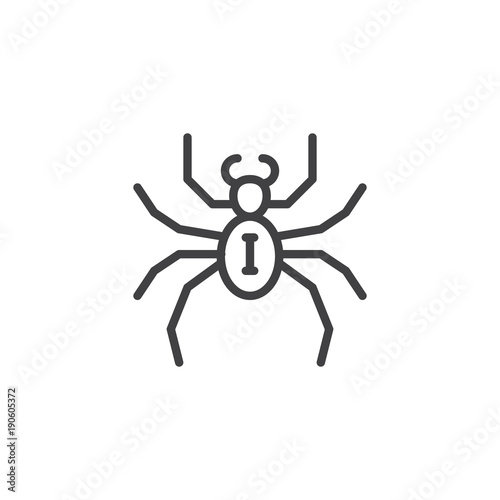 Spider line icon, outline vector sign, linear style pictogram isolated on white. Symbol, logo illustration. Editable stroke