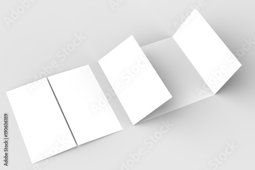 Canvas Print Square gate fold brochure mock up isolated on soft gray background