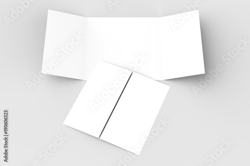 Foto Square gate fold brochure mock up isolated on soft gray background