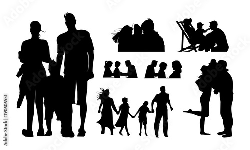 Set of Family Group Silhouette vector, Family Life Silhouette vector