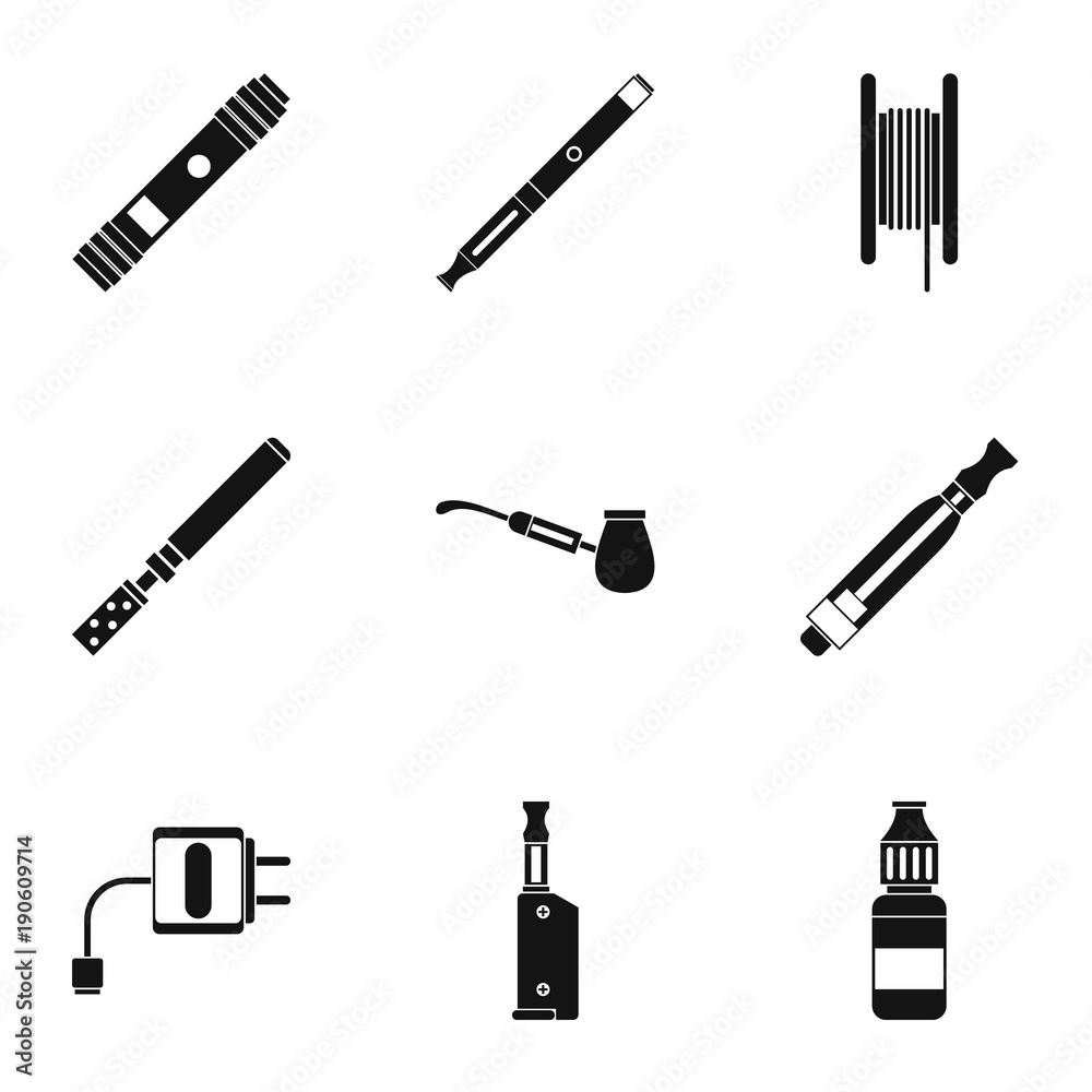 Tobacco icons set, simple style Tobacco icons set, simple style