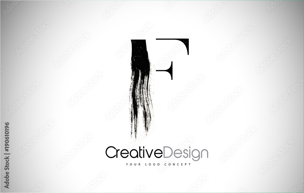 F Brush Stroke Letter Logo Design. Black Paint Logo Leters Icon. Stock ...
