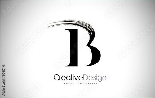 B Brush Stroke Letter Logo Design. Black Paint Logo Leters Icon.