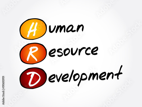 HRD – Human Resource Development acronym, business concept background