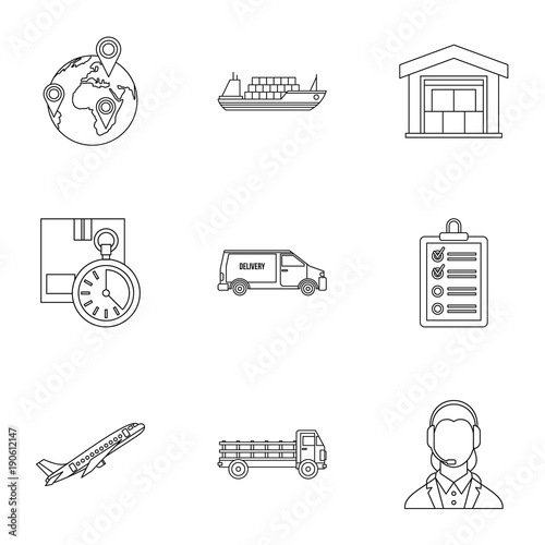 Store icons set, outline style