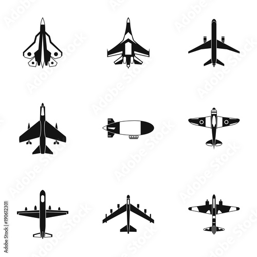 Military aircraft icons set, simple style © ylivdesign
