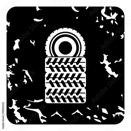 Tires icon, grunge style