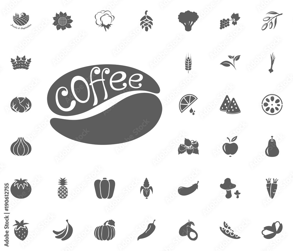 Coffee icon. Fruit and Vegetables vector illustration icon set. food and plant symbols.