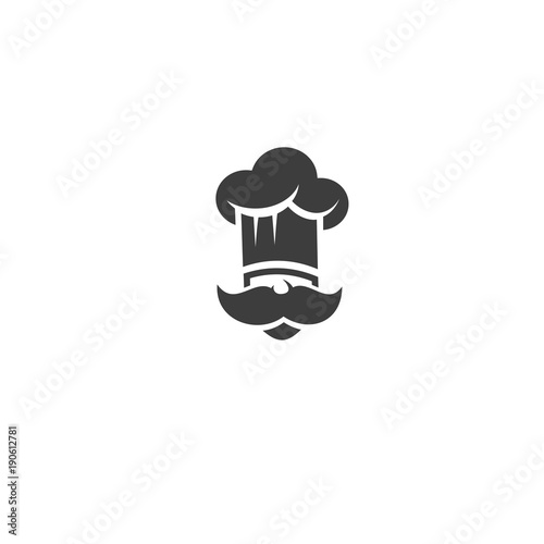 black chef with mustache and hat vector illustration