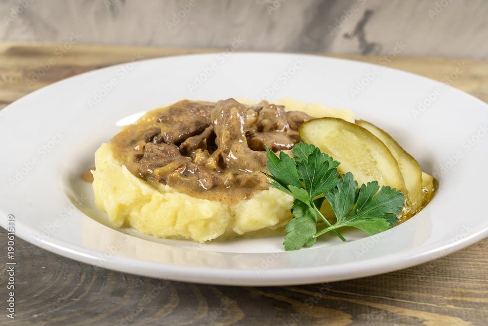 pork with mashed potato pork with mashed potato