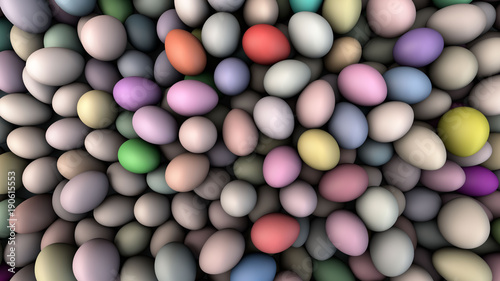 Easter eggs painted in many different colors 3D illustration background