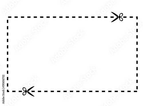 Illustration of a cut out coupon rectangle shape with scissors vector photo