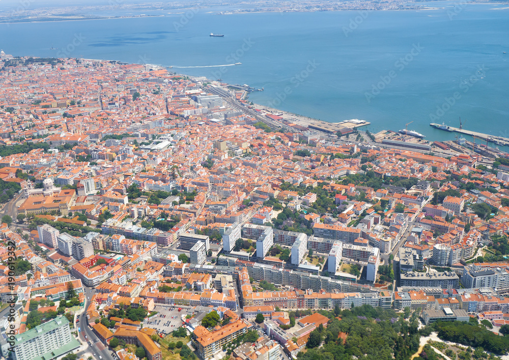 The air view of Lapa district of Lisbon.  Portugal