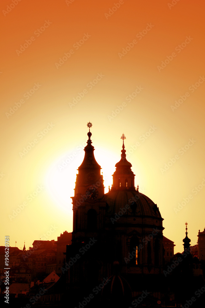 Sunset silhouette of Saint Nicholas Church, Prague Sunset silhouette of Saint Nicholas Church, Prague