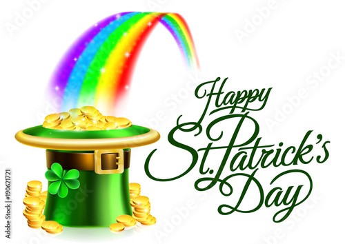 Leprechaun Hat Rainbow Happy St Patricks Day Sign
