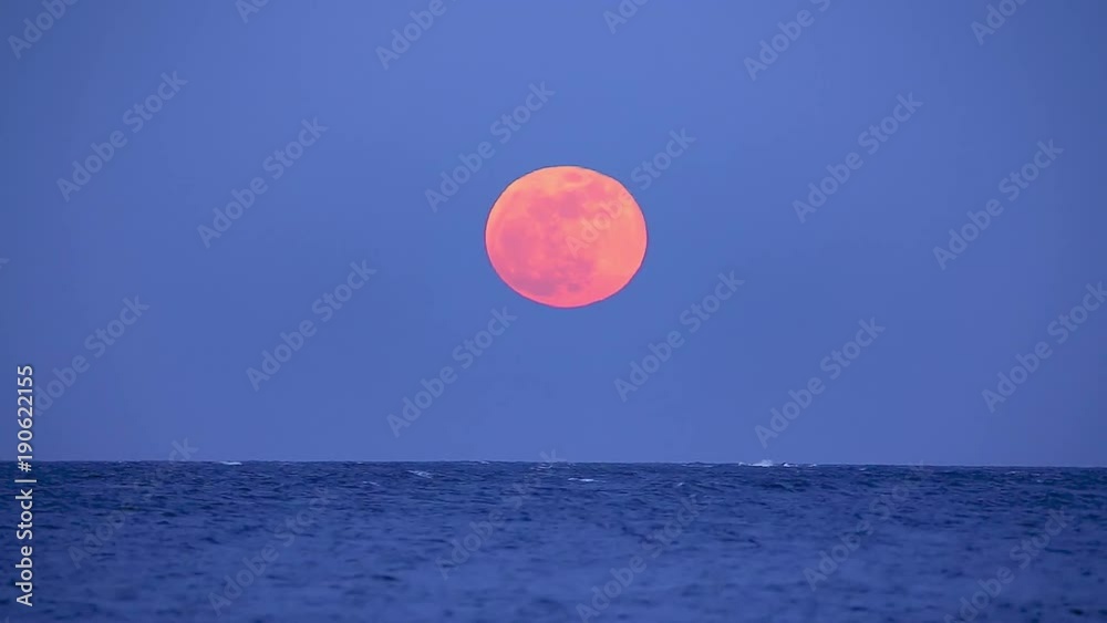 Super moon over the ocean in Spain, 31. January 2018 Super moon over the ocean in Spain, 31. January 2018