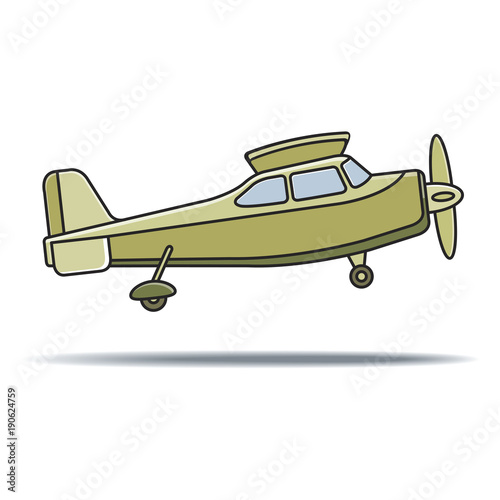 small propeller plane take off vector cartoon