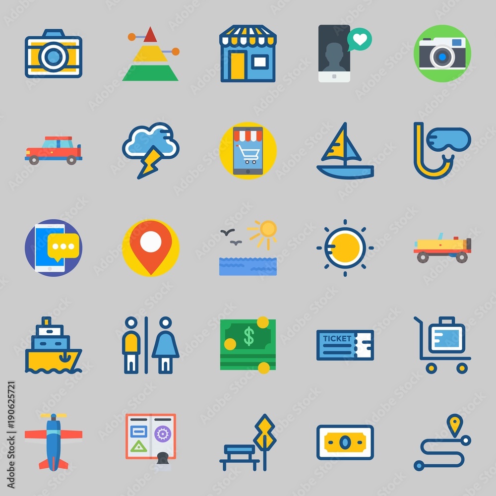 icons set about Travel. with toilet, route, placeholder, plane, sailboat and ship icons set about Travel. with toilet, route, placeholder, plane, sailboat and ship