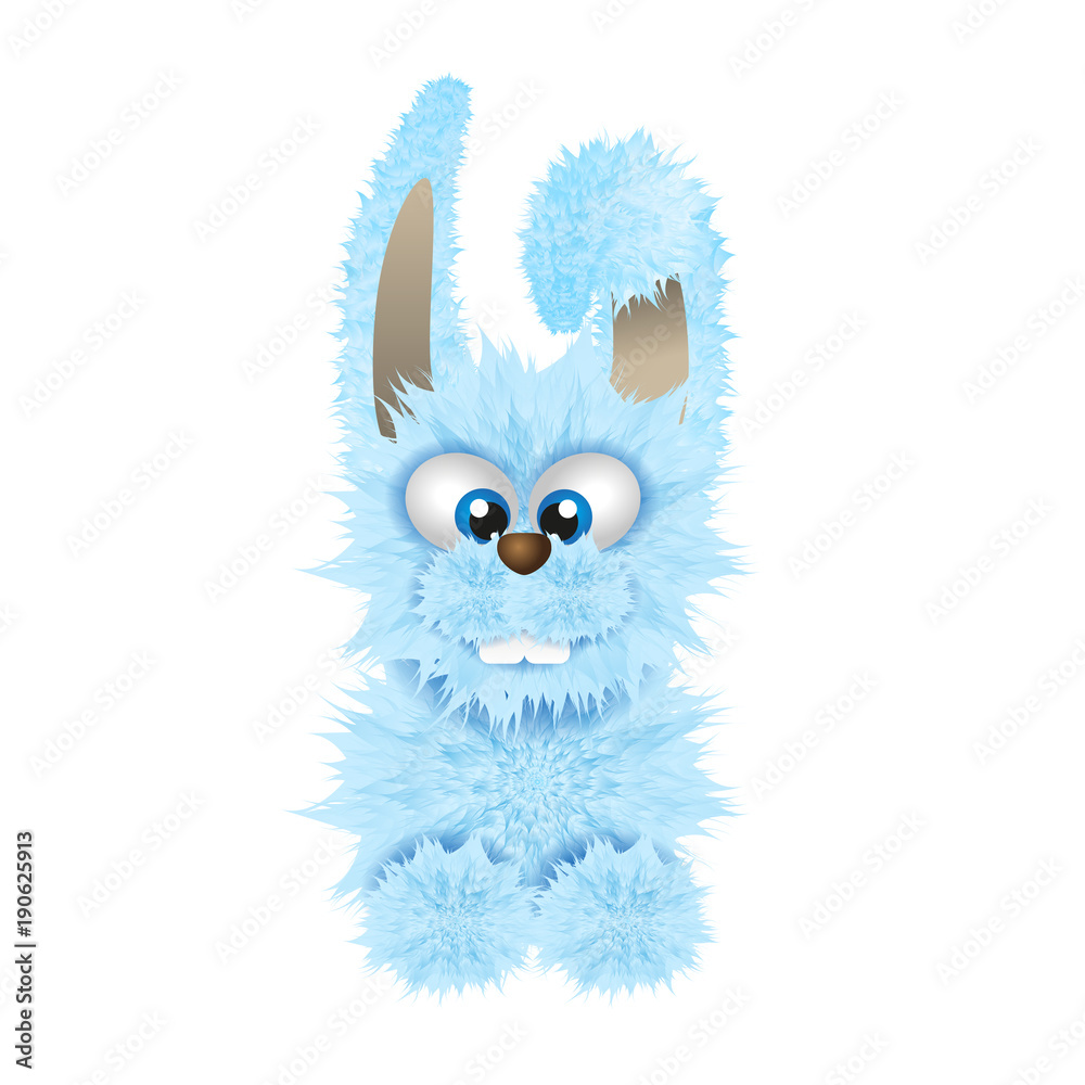 Blue Easter bunny isolated on the white background. Fluffy rabbit.Vector illustration. Cartoon animal character. Easter symbol. Blue Easter bunny isolated on the white background. Fluffy rabbit.Vector illustration. Cartoon animal character. Easter symbol.