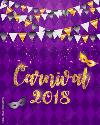 Carnival Brochure Template for Brazil Carnival in South America. Celebration Greeting Card Backround. Vecor Illustration