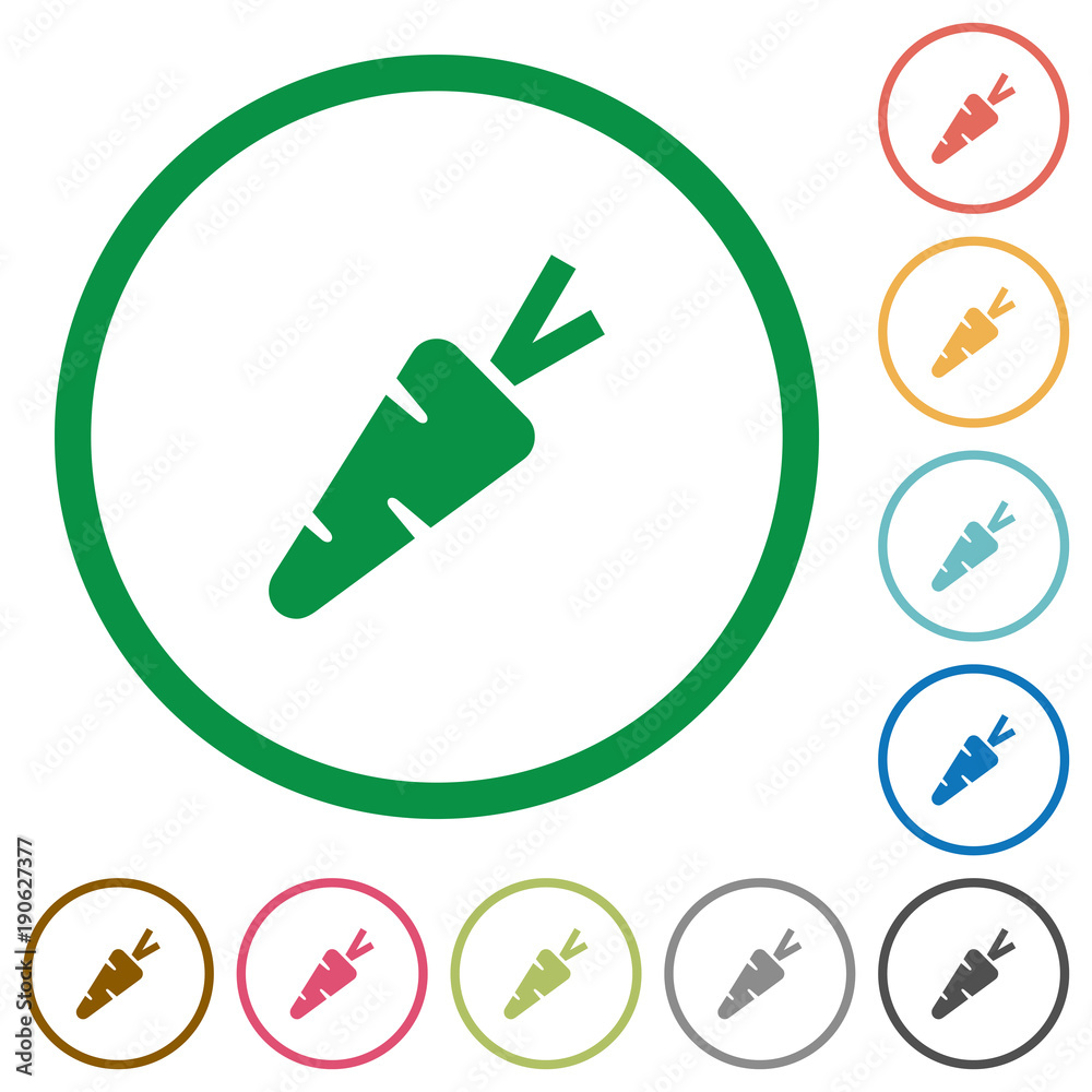 Carrot flat icons with outlines Carrot flat icons with outlines