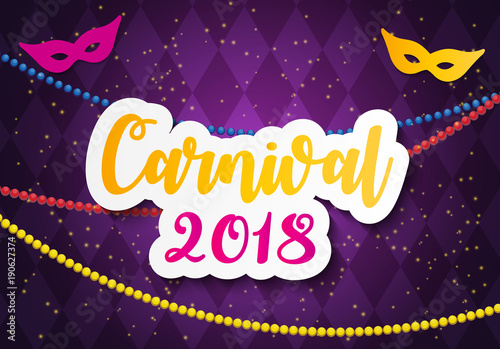 Carnival Brochure Template for Brazil Carnival in South America. Celebration Greeting Card Backround. Vecor Illustration