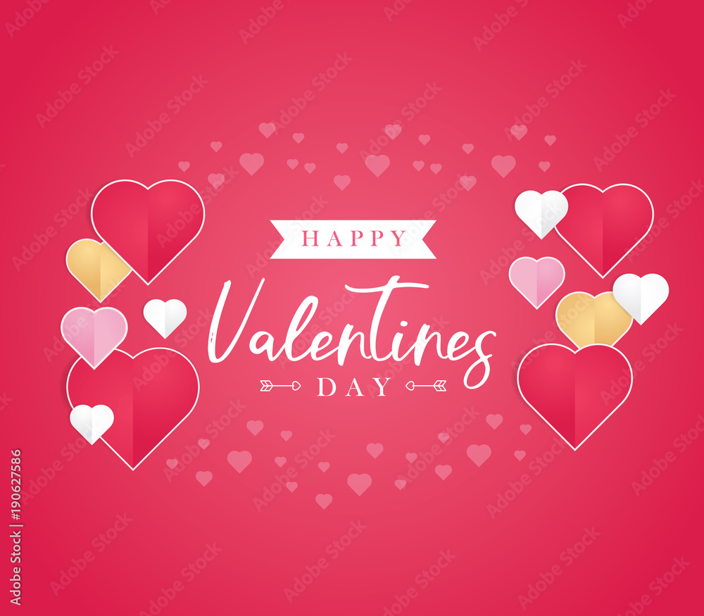 Happy Valentines day greeting card. Greeting cards for Valentine's day with heart shapes