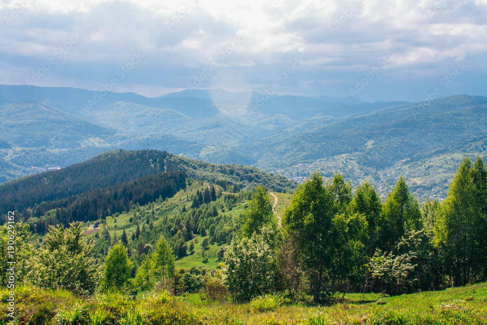 Bird's eye view of Carpathian mountains