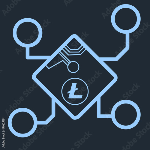 litecoin in computer chip circuit board icon vector design