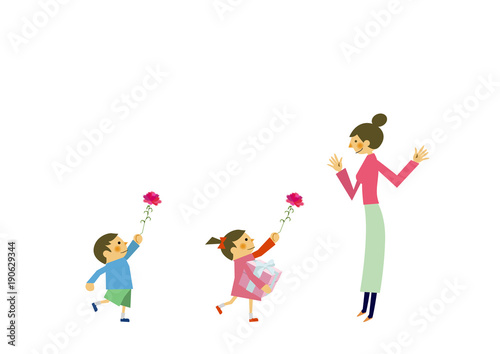 プレゼントを贈る子供と母親。母の日。記念日。誕生日。