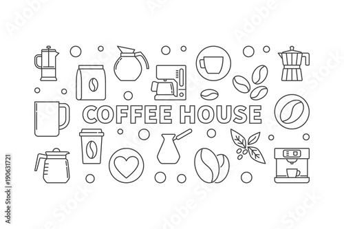 Coffee house horizontal illustration - vector concept banner