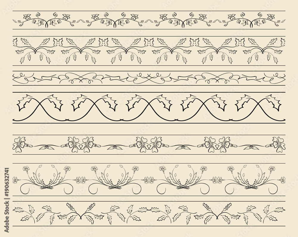 Fototapeta premium floral ornamental borders - set of vector decorations