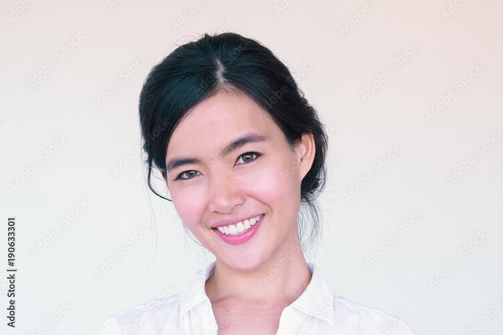 Beauty Skincare concept- Head Shot portrait of Young Asian woman wearing white shirt Beauty Skincare concept- Head Shot portrait of Young Asian woman wearing white shirt
