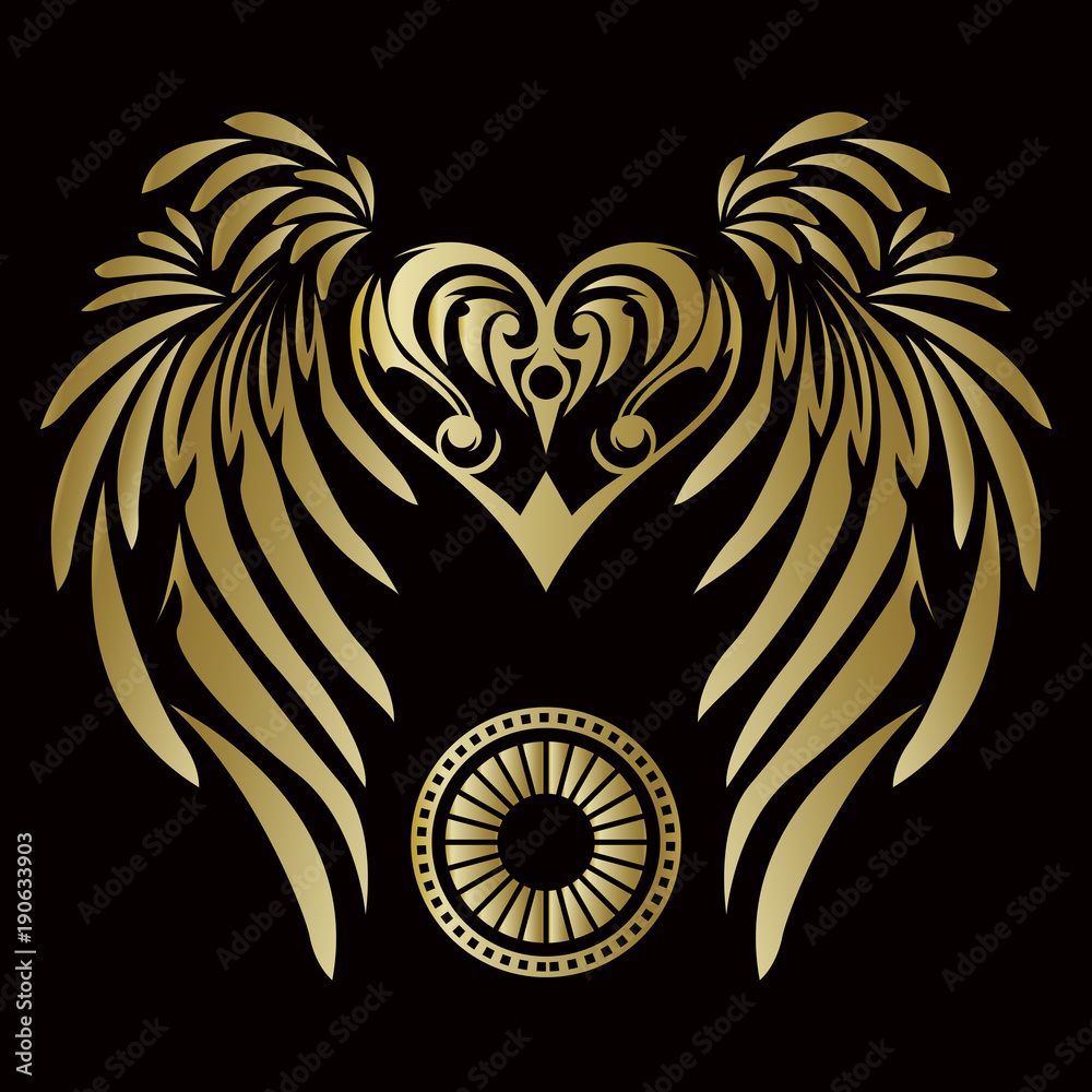 トライバル ハートと翼 ステッカー エンブレム Stock ベクター Adobe Stock